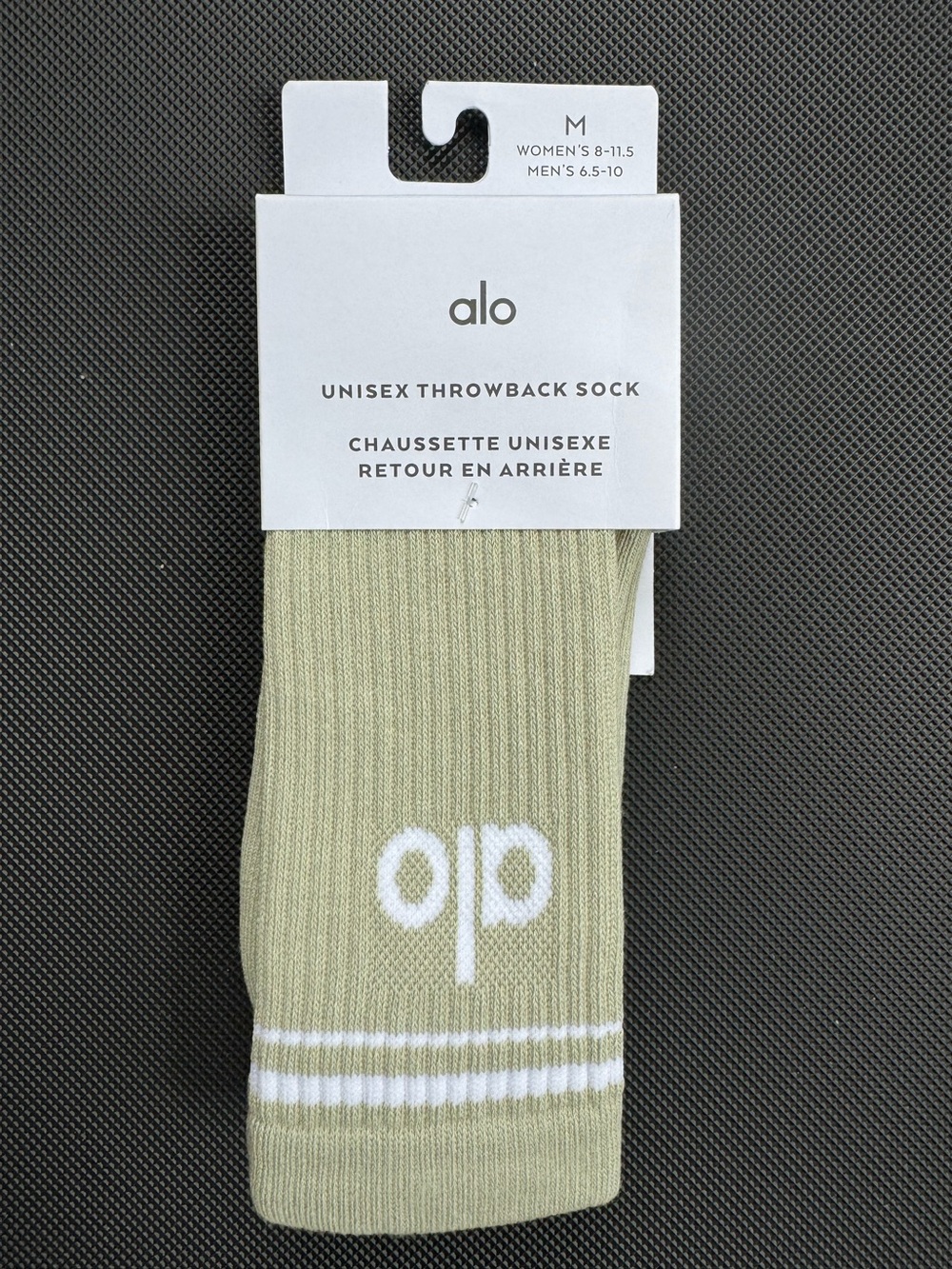 ALO Yoga Unisex Throwback Sock Limestone White Medium NEW NWT